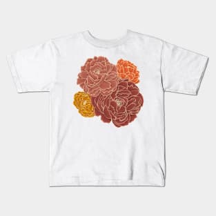 Peonies - Warm Colors Kids T-Shirt